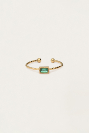 My jewellery Minimalistische ring met vierkante groene strass verstelbaar