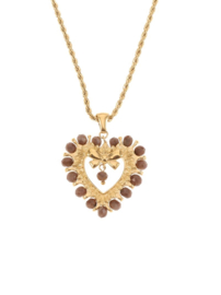 rose en camellia ketting met hart aardetinten