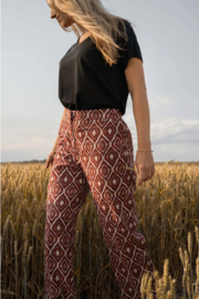 zusss broek met ikat print zand/roodbruin