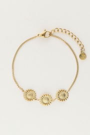 My Jewellery armband | drie zonnebloemen goud