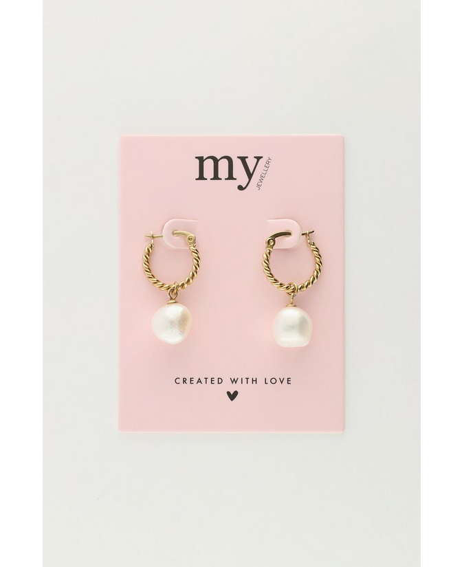 My Jewellery Oorringen gedraaid met zoetwaterparel