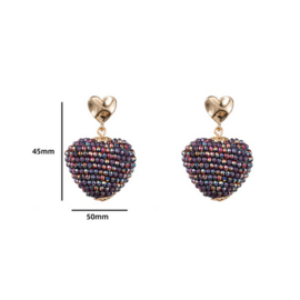 Go Dutch Label oorbellen | full-on beads heart lavender goud