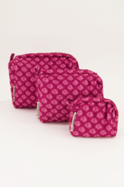 My Jewellery donkerroze toilettas set met lichtroze bloemen