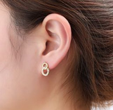Go Dutch Label oorbellen Double Round Sparkle Stud goud