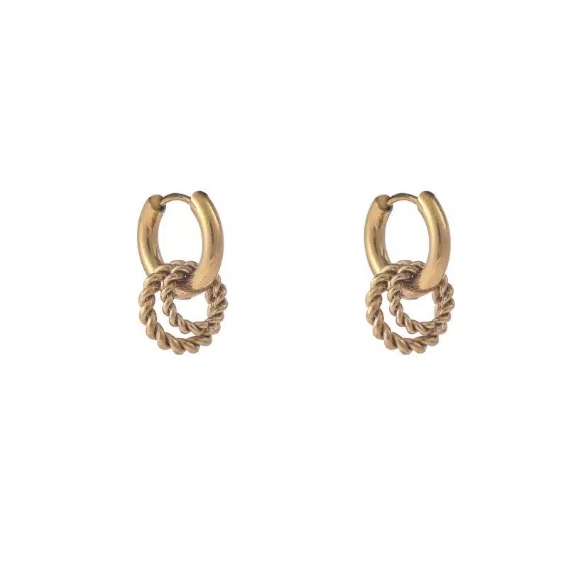 Go Dutch Label oorbellen met gedraaide ringen