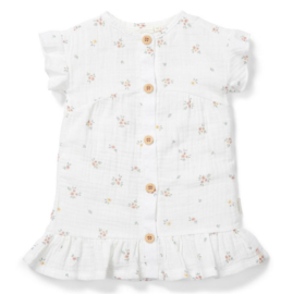 Little Dutch jurk korte mouw mousseline white meadows