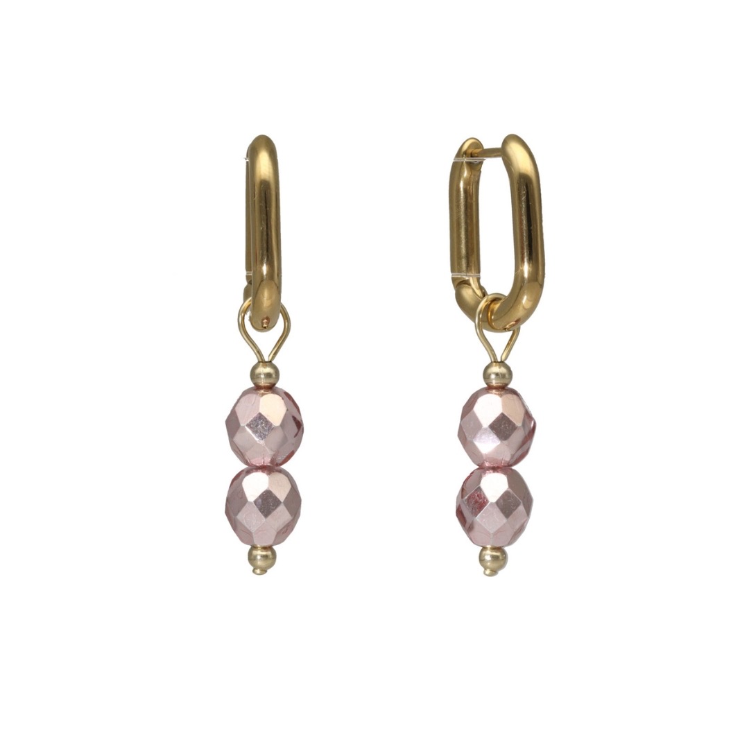 camps & camps oorbellen Glass Bead Light Rose