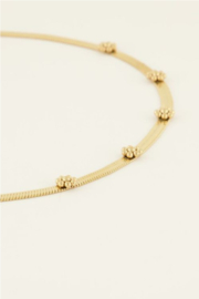 my jewellery ketting | platte schakel & bloemen goud