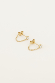 My Jewellery oorbellen | kettinkje stras goud