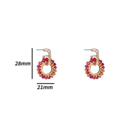 Go Dutch Label oorbellen | small beads circle fuchsia