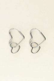 My Jewellery oorbellen | universe dubbel hart zilver