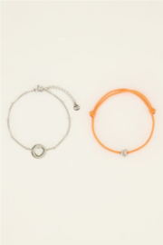 my jewellery armbanden set | moeder & mini oranje zilver