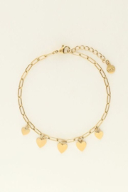 My jewellery universe armband met kleine hartjes goud