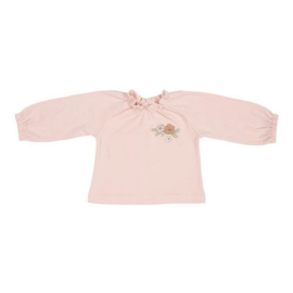 Little Dutch shirt lange mouw raglan | geborduurd bloemetje roze