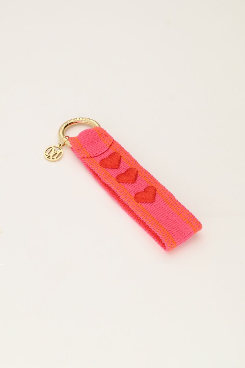 My jewellery Roze sleutelhanger met hartjes