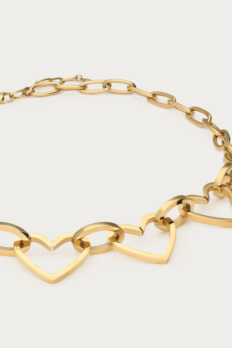 My Jewellery Grove Schakelketting met open hartjes goud