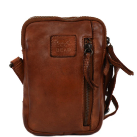 Bear Design gevlochten schoudertasje 'Saske' cognac