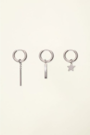 my jewellery oorbellen set | set van 3 oorringen met ster zilver