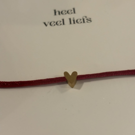 Zusss mooimakers touwarmband hartje roze rood