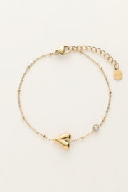 My jewellery armband met hart en strass goud