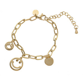Go Dutch Label tiny dutchies armband | smileys goud