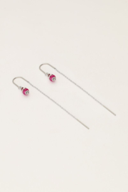 My jewellery Doortrek oorhangers met paarse kralen zilver