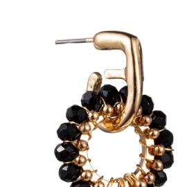 Go Dutch Label oorbellen | small beads circle goud zwart