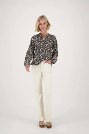zusss blouse blaadjes print zwart