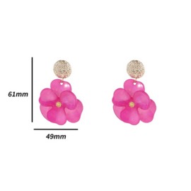 Go Dutch Label oorbellen Flower Drop & Dangle - 14K + pink