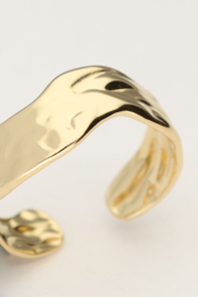 My jewellery verstelbare statement ring met wave goud