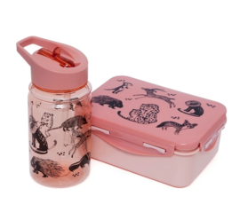 Petit Monkey lunchbox | zwarte dieren roze