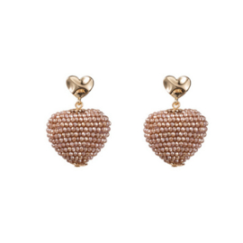 Go Dutch Label oorbellen | full-on beads heart nude goud