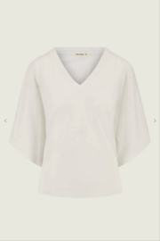 zusss V-hals T-shirt wijde mouw off white
