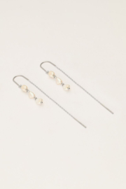 My jewellery Doortrek oorhangers met 3 parels zilver