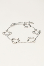 My jewellery armband met vijf klavers zilver