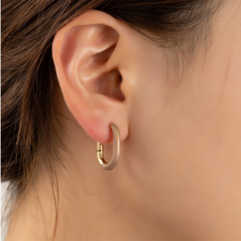 Go Dutch Label oorbellen | emaille ovaal champagne goud