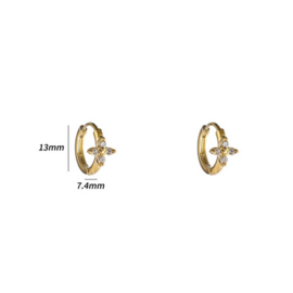 Go Dutch Label Chrystal Flower Hoop - 14K