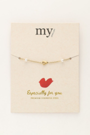 My jewellery  armband met parels en hartjes goud