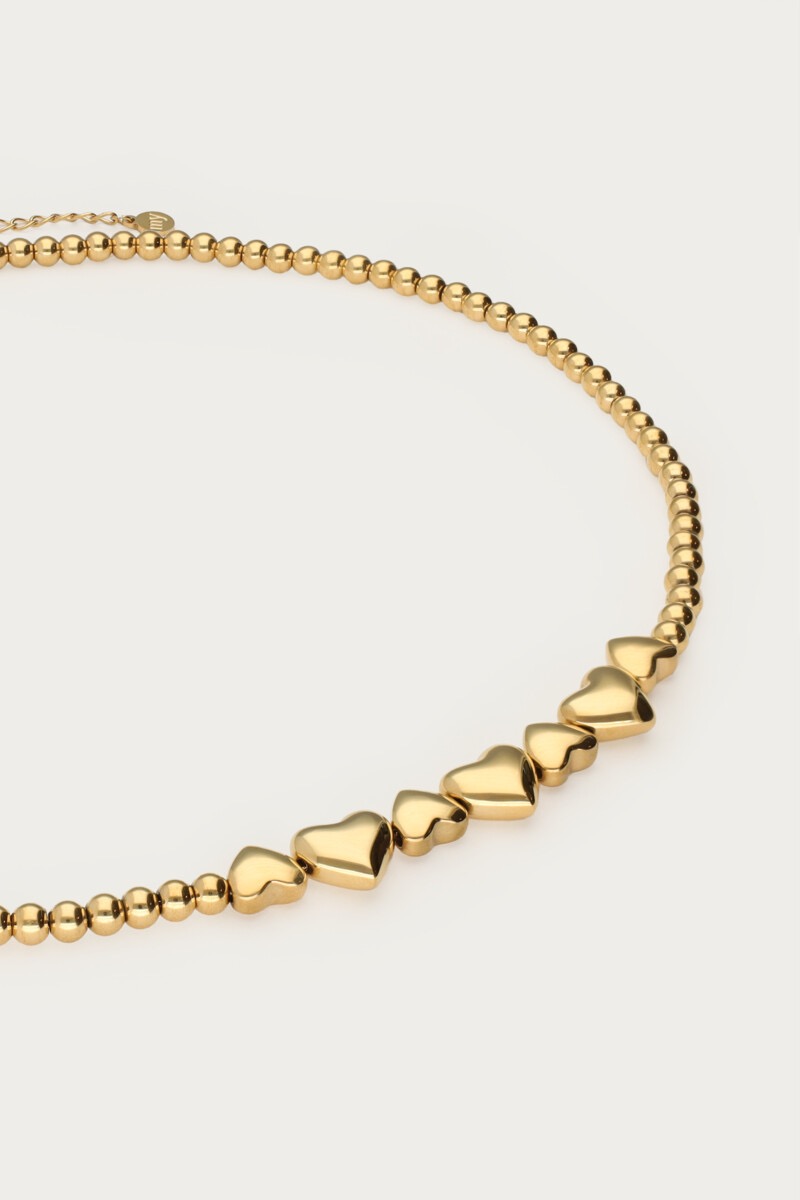 My jewellery Ketting met hart & kralen goud