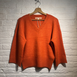 zusss trui korte mouw met V hals oranje