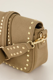 MY Jewellery tas | beige schoudertas met goudkleurige studs