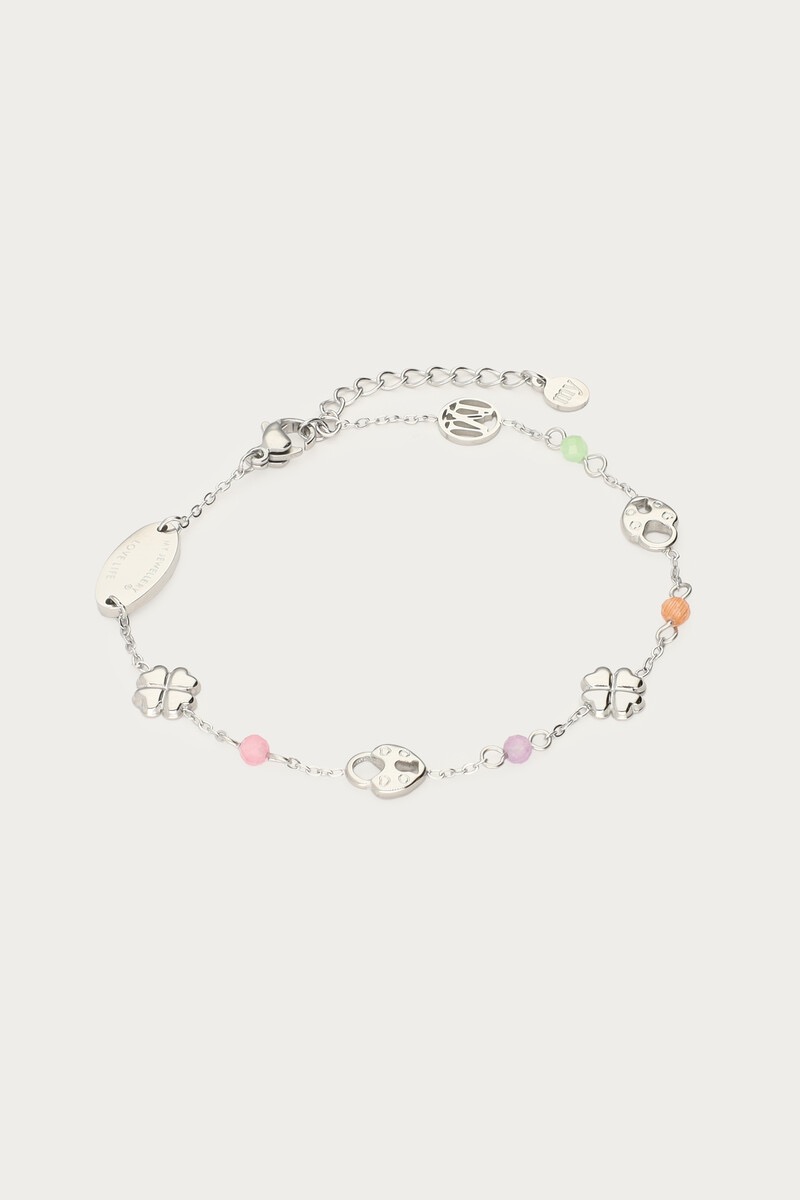 my jewellery Armband met klaver & slotje zilver