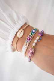 My Jewellery armband | art gekleurde kralen armband goud