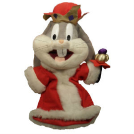 Looneytunes - Pluche Handpop Bugs Bunny Als Koning