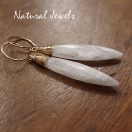 Witte Maansteen oorbellen