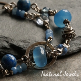 xxx - verkocht - xxx zilveren armband Blauwe Chalcedoon