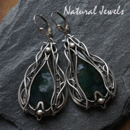 xxx - verkocht - xxx Zilveren oorbellen Adorned Moss Agate