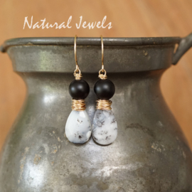 Oorbellen goud zwart wit