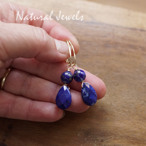 xxx - verkocht - xxx Lapis Lazuli oorbellen goud