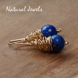 xxx - verkocht - xxx Gereserveerd - gouden Lapis Lazuli cocoon pins